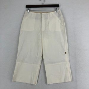Motto NWOT Women's Size 12 White Stretch Convertible Roll Tab Capri Pants Shorts